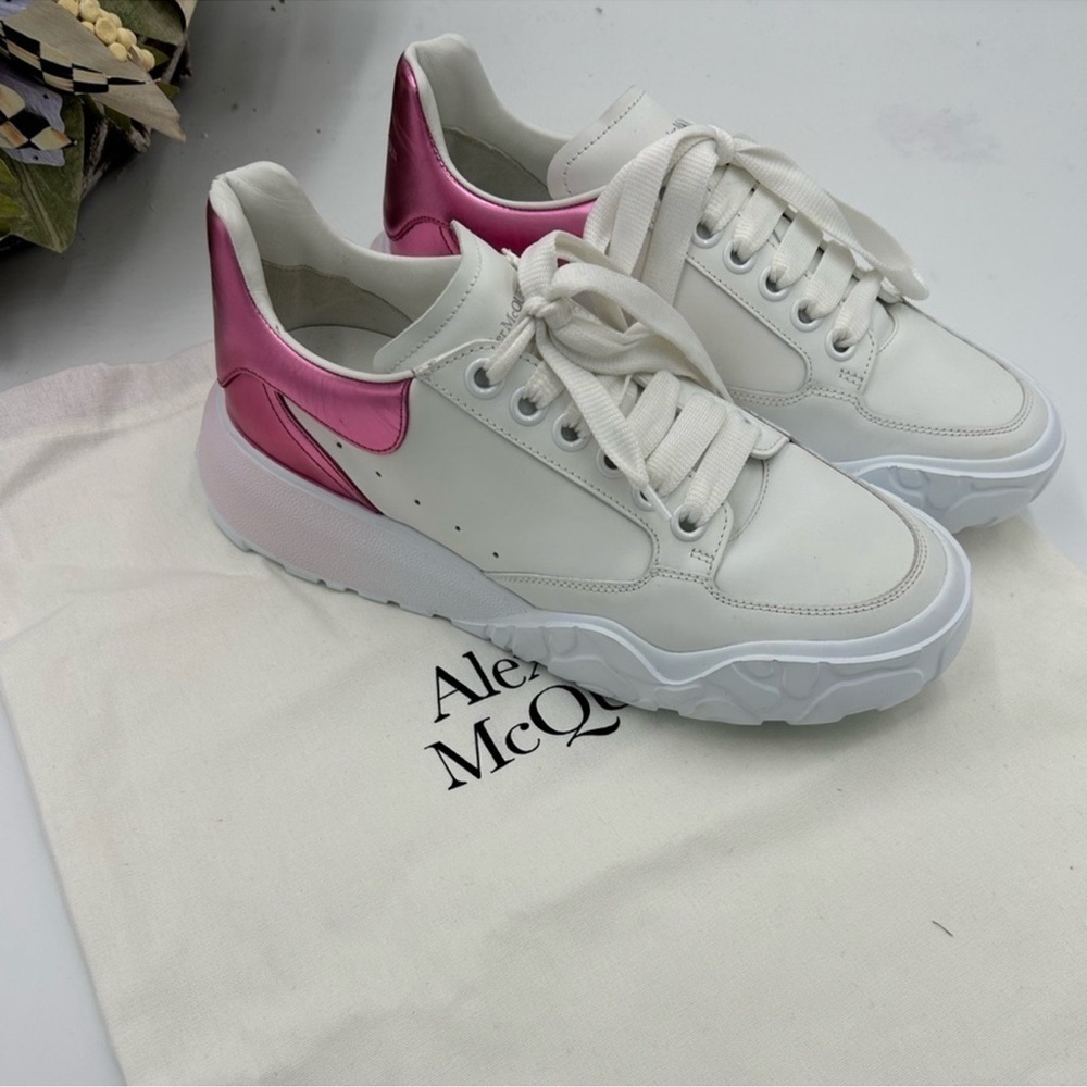 Women’s Alexander McQueen low top metallic sneakers size 38 made in Italy